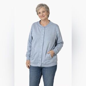 Blair Light Blue Snap‎ Front Cardigan Sweatshirt Womens PL